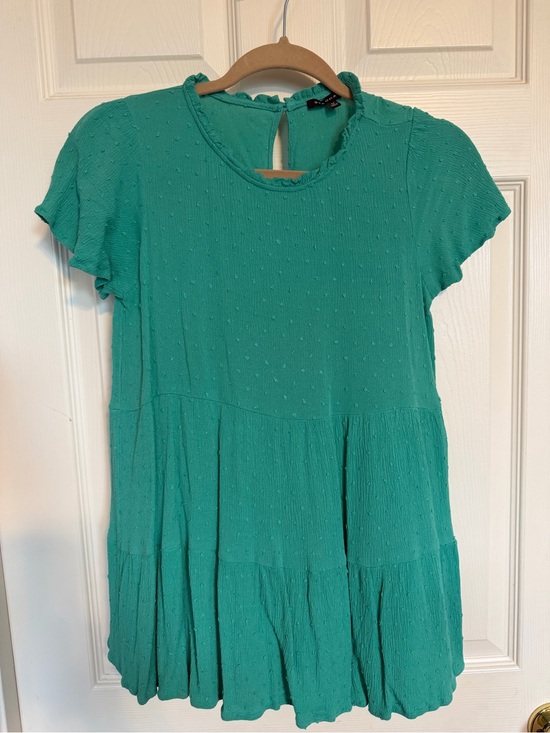 Staccato Tops - Staccato Teal Ruffle Neck Short Sleeve Dress